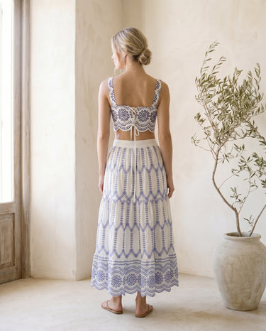 Blue polyester set, view 6 – Moriel Heritage