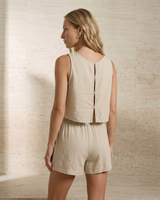 Olive linen set, view 2 – Moriel Heritage