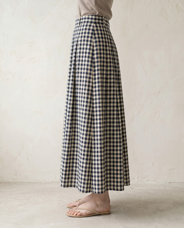 Navy & White Grid skirt, view 3 – Moriel Heritage