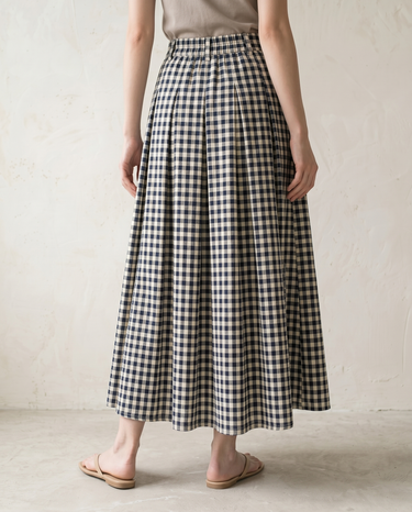 Navy & White Grid skirt, view 4 – Moriel Heritage