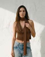 Black crew-neck top, view 3 – Moriel Heritage
