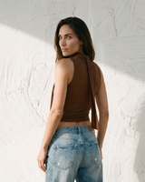 White crew-neck top, view 2 – Moriel Heritage