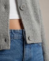 Khaki acrylic cardigan, view 3 – Moriel Heritage