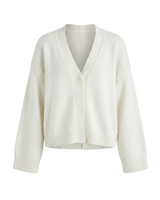 White acrylic cardigan, view 2 – Moriel Heritage