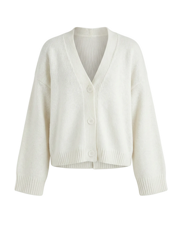 White acrylic cardigan, view 2 – Moriel Heritage