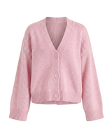 Khaki acrylic cardigan, view 4 – Moriel Heritage