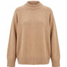 The Lauria wool blend knit sweater in camel — relaxed crew-neck pullover sweater, product flat-lay