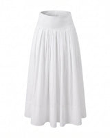 Lolie Skirt in white — high-waisted maxi skirt with a wide shirred waistband and full gathered skirt, flat-lay