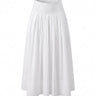 Lolie Skirt in white — high-waisted maxi skirt with a wide shirred waistband and full gathered skirt, flat-lay