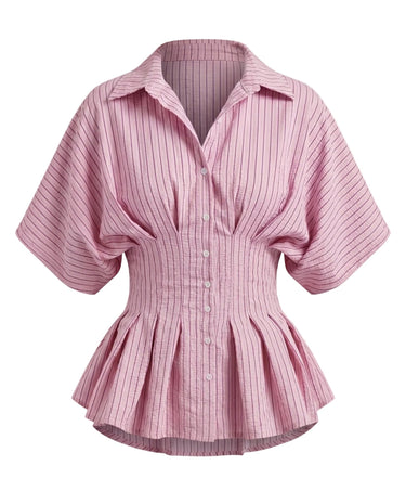 Pink Lori top with cinched waist – Moriel Heritage