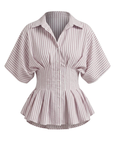 Red striped Lori top with cinched waist – Moriel Heritage