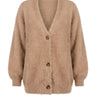 Maribel Knit Cardigan in khaki — oversized brushed knit V-neck button-front cardigan, product flat-lay