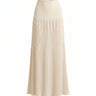 Matilde Skirt in ivory, flat-lay of the high-waisted maxi skirt with a smooth hip yoke and fine knife pleats flaring to a full hem