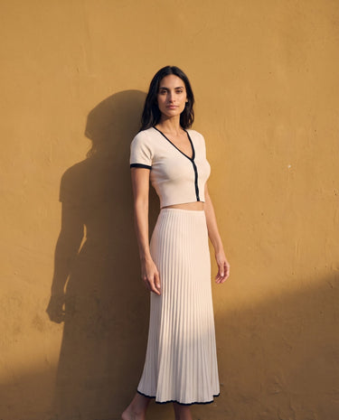 Mireva Knit Set in cream white — full-length front view of the complete two-piece