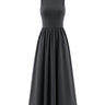 Noir Everyday Sleeveless Dress in black — crew-neck fitted-bodice gathered maxi dress, product flat-lay