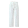 Noire Embroidered Straight Leg Pants in white — floral eyelet embroidered drawstring straight-leg trousers, product flat-lay