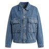 Oakley Denim Jacket in blue — classic oversized denim jacket with flap chest pockets, product flat-lay
