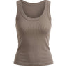 Ophelia Tank in khaki — fitted ribbed knit tank with scoop neckline, flat lay front view