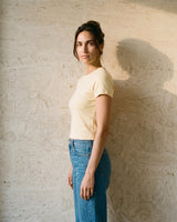 Yellow cotton crew-neck t-shirt, view 7 – Moriel Heritage