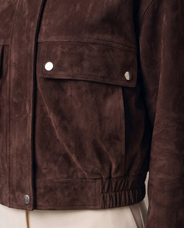 Salome Jacket, flap chest pocket and snap detail close-up – Moriel Heritage
