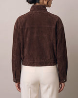 Brown Salome Jacket on model, back view – Moriel Heritage