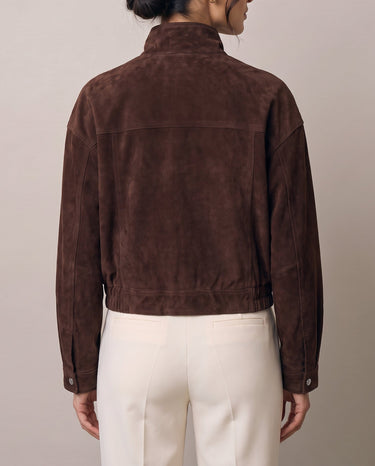 Brown Salome Jacket on model, back view – Moriel Heritage