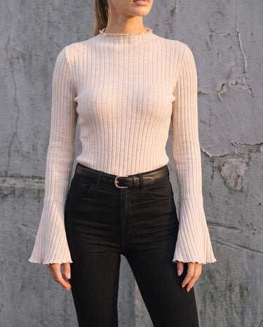 Sylvie Body Suit in white — front view on model