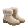 The Alba Plush Winter Boots in beige — ankle winter boots with plush fur cuff, product shot
