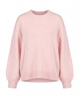 The Blush Sweater in pink — oversized crew-neck knit sweater, product flat-lay