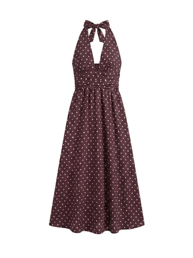 The Capri Polka Dot Halter Maxi Dress