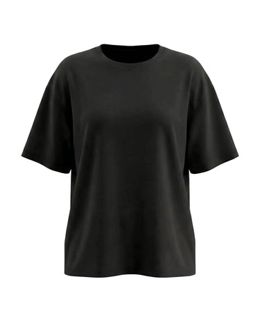 The Cotton Everyday Tee in black — relaxed crew-neck cotton t-shirt, product flat-lay