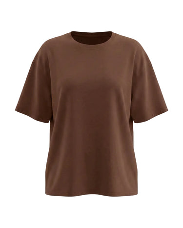 The Cotton Everyday Tee in coffee brown — relaxed crew-neck cotton t-shirt, product flat-lay
