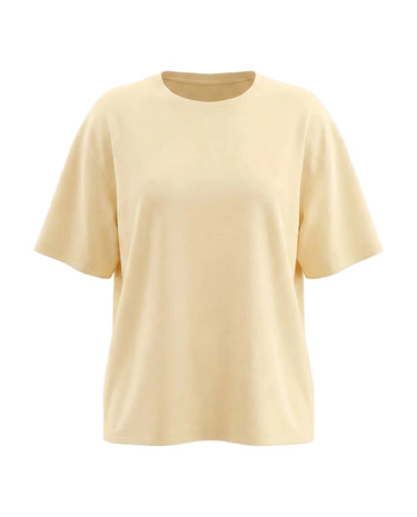 The Cotton Everyday Tee in pale yellow — relaxed crew-neck cotton t-shirt, product flat-lay