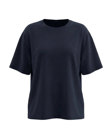 The Cotton Everyday Tee in navy blue — relaxed crew-neck cotton t-shirt, product flat-lay