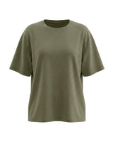 The Cotton Everyday Tee in olive — relaxed crew-neck cotton t-shirt, product flat-lay