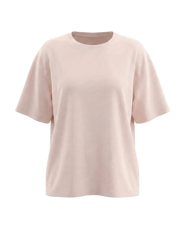 The Cotton Everyday Tee in peach pink — relaxed crew-neck cotton t-shirt, product flat-lay