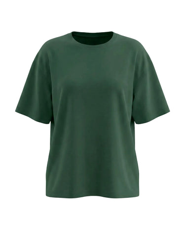 The Cotton Everyday Tee in dark green — relaxed crew-neck cotton t-shirt, product flat-lay