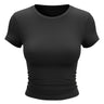 Black fitted crew-neck cropped tee, flat-lay front view – Moriel Heritage