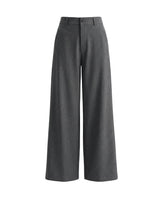 The Elin Wide Leg Tailored Pants in dark gray — high-waist wide-leg suit trousers, product flat-lay