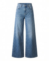 The Elodie jeans in blue — high-waisted flared jeans, product flat-lay