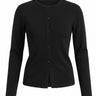 The Elsa Cardi in black — ribbed knit button-front cardigan, product flat-lay
