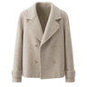 The Georgia Wool Coat in beige — short double-breasted wool coat with notch collar, product flat-lay