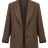 The Maribel blazer in brown — tailored wool-blend blazer with notch lapels and structured shoulders, product flat-lay