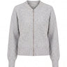 The Molly ribbed zip-up cardigan in gray — round-neck full-zip cardigan with dropped shoulders, product flat-lay