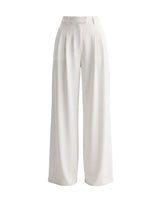 The Oriane pants in white — high-waisted wide-leg trousers, product flat-lay