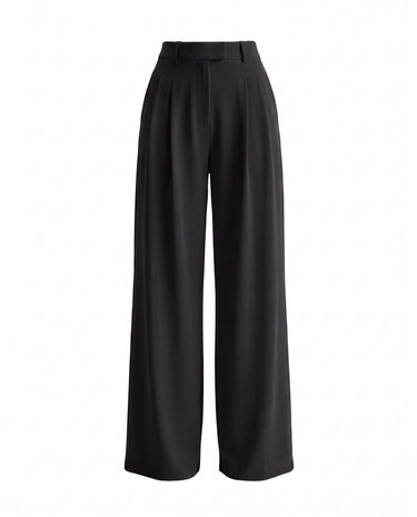 The Oriane pants in black — high-waisted wide-leg trousers, product flat-lay