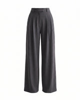 The Oriane pants in gray — high-waisted wide-leg trousers, product flat-lay