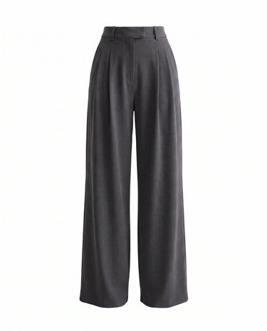The Oriane pants in gray — high-waisted wide-leg trousers, product flat-lay