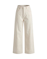 Rhys Jeans in cream white — high-rise wide-leg jeans, product flat-lay – Moriel Heritage