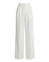 Riviera Tailored Pants in white — high-waist wide-leg pleated tailored pants with pockets, product flat-lay